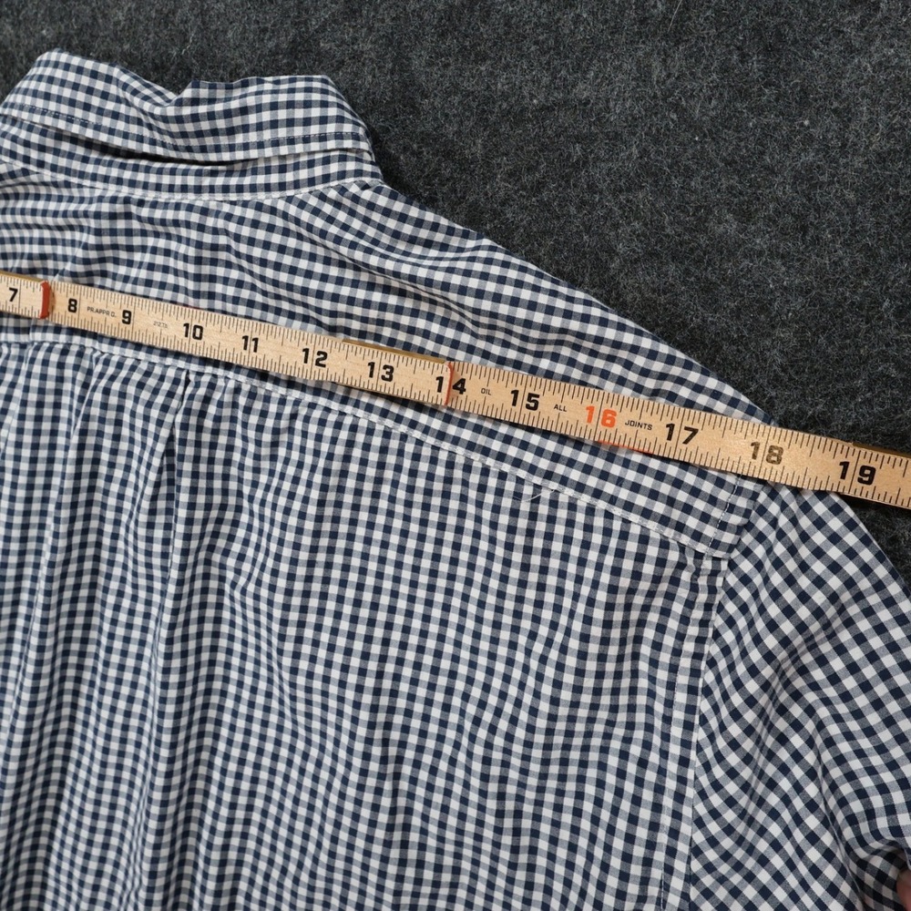 J.Crew Secret Wash Shirt Mens L Navy Excellent Slim Fit Gingham Stretch - Picture 6 of 11